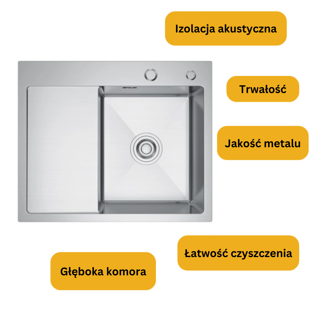 Dřez s odkapávačem Ocel 58x48 R Inox s otvorem pro baterii od Velazo.