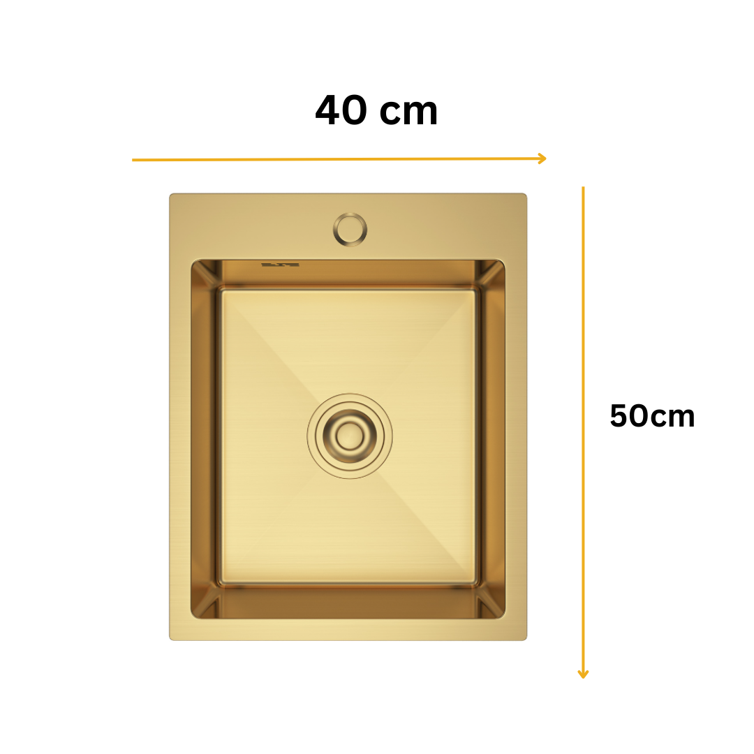 Zlaté ocelové jednomiskové umyvadlo 40X50 cm
