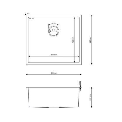 Single-bowl steel sink - 47x45cm from Velazo. 