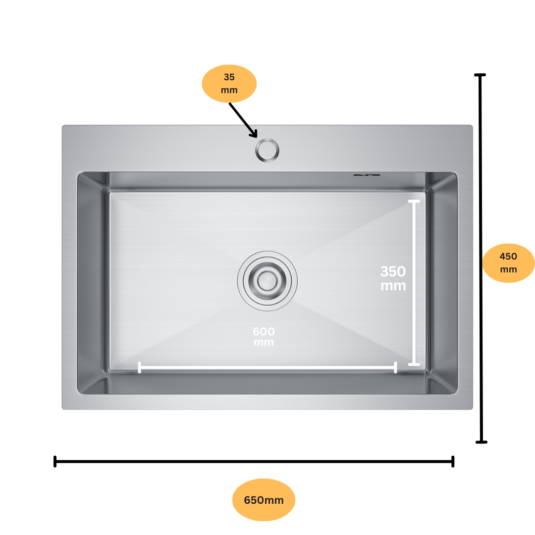 Zlewozmywak Kuchenny ze Stali Nierdzewnej 65x45 Inox