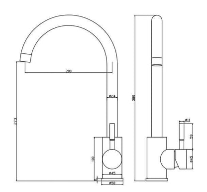 Stojací kuchyňská baterie, nerezová ocel, stříbrná, 38 cm 