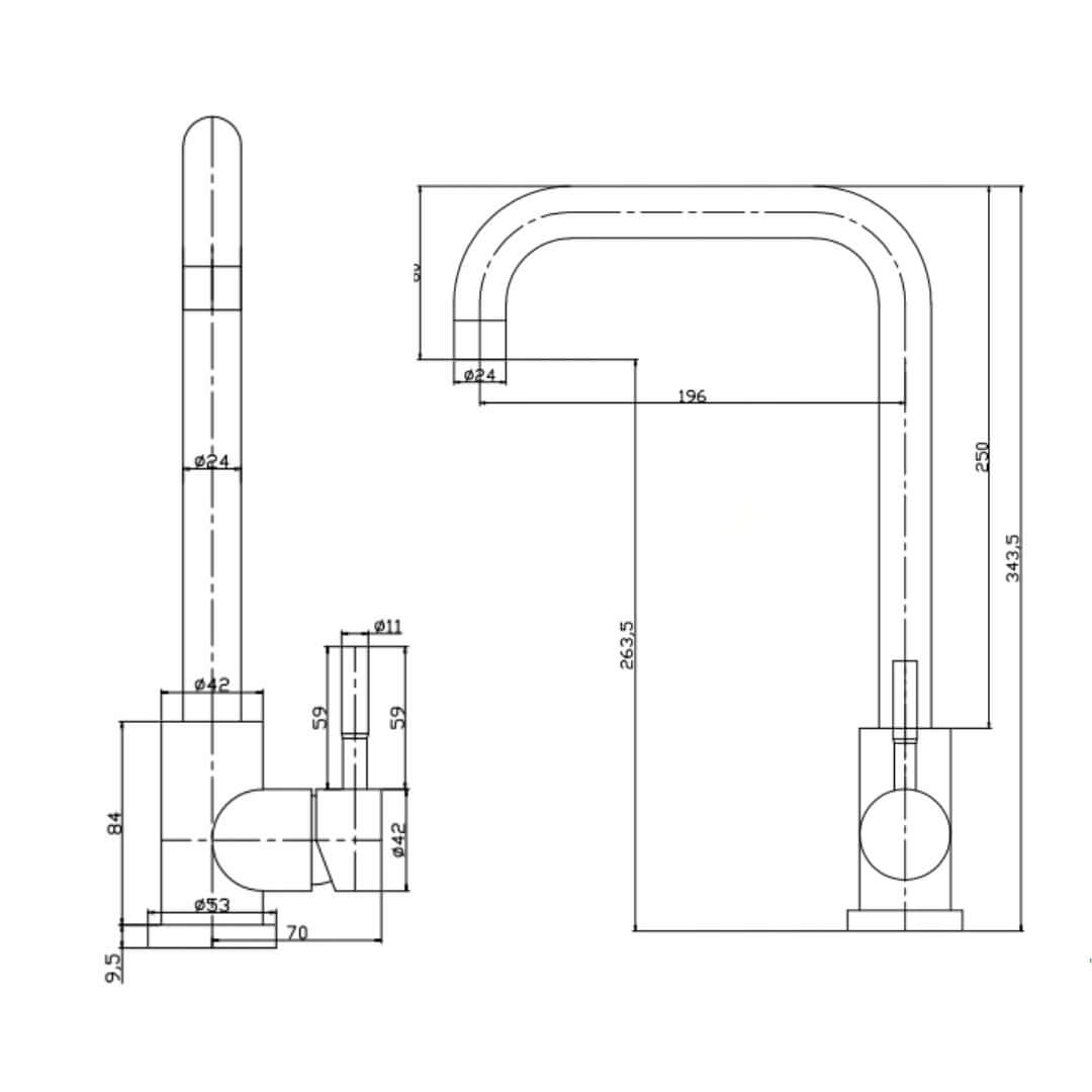 Freestanding Kitchen Faucet in Stainless Steel