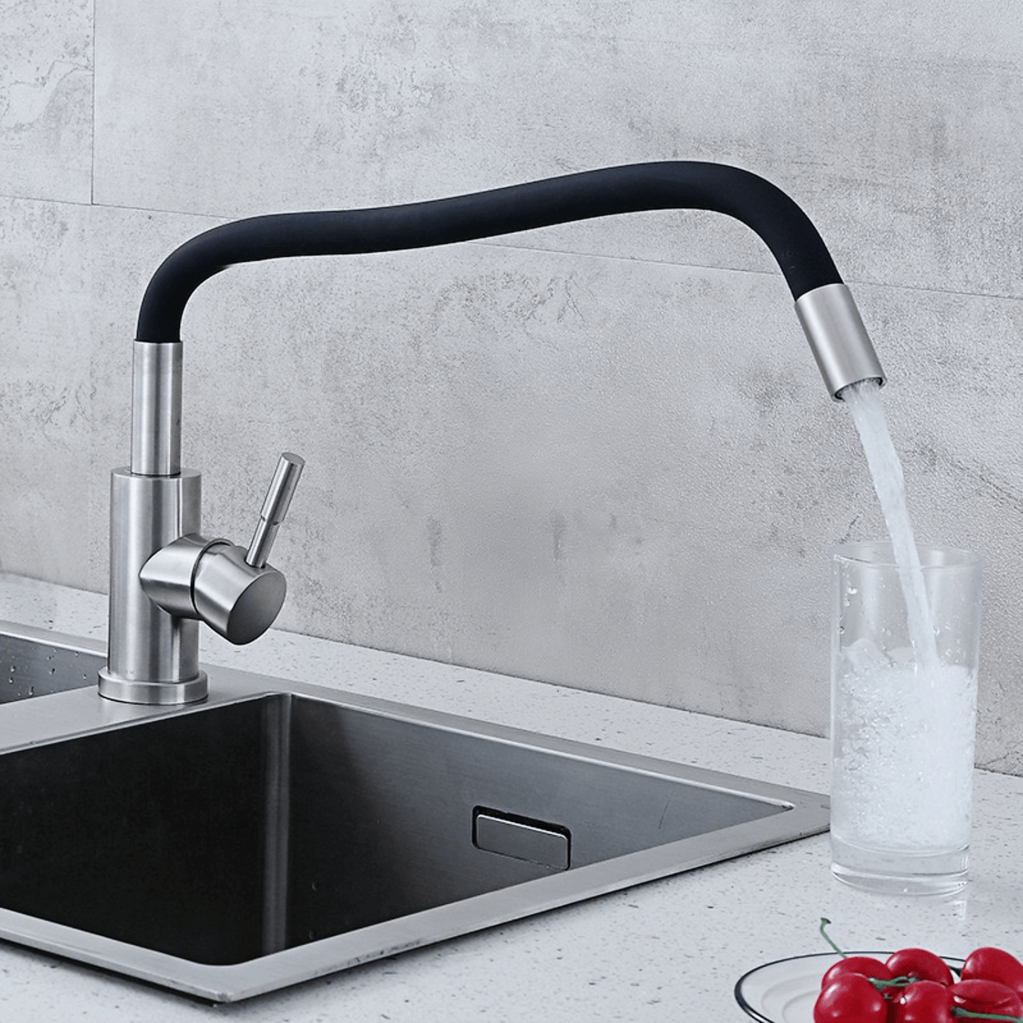 Kitchen Faucet Black Spout Faucet With Flexible Spout For Sink