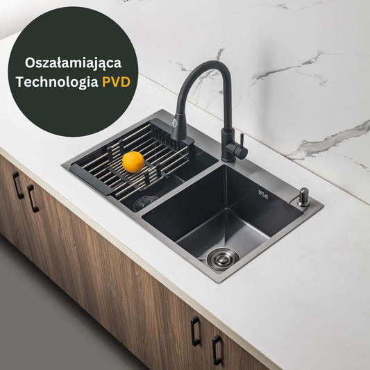 Two-bowl steel sink - 83x50cm from Velazo.